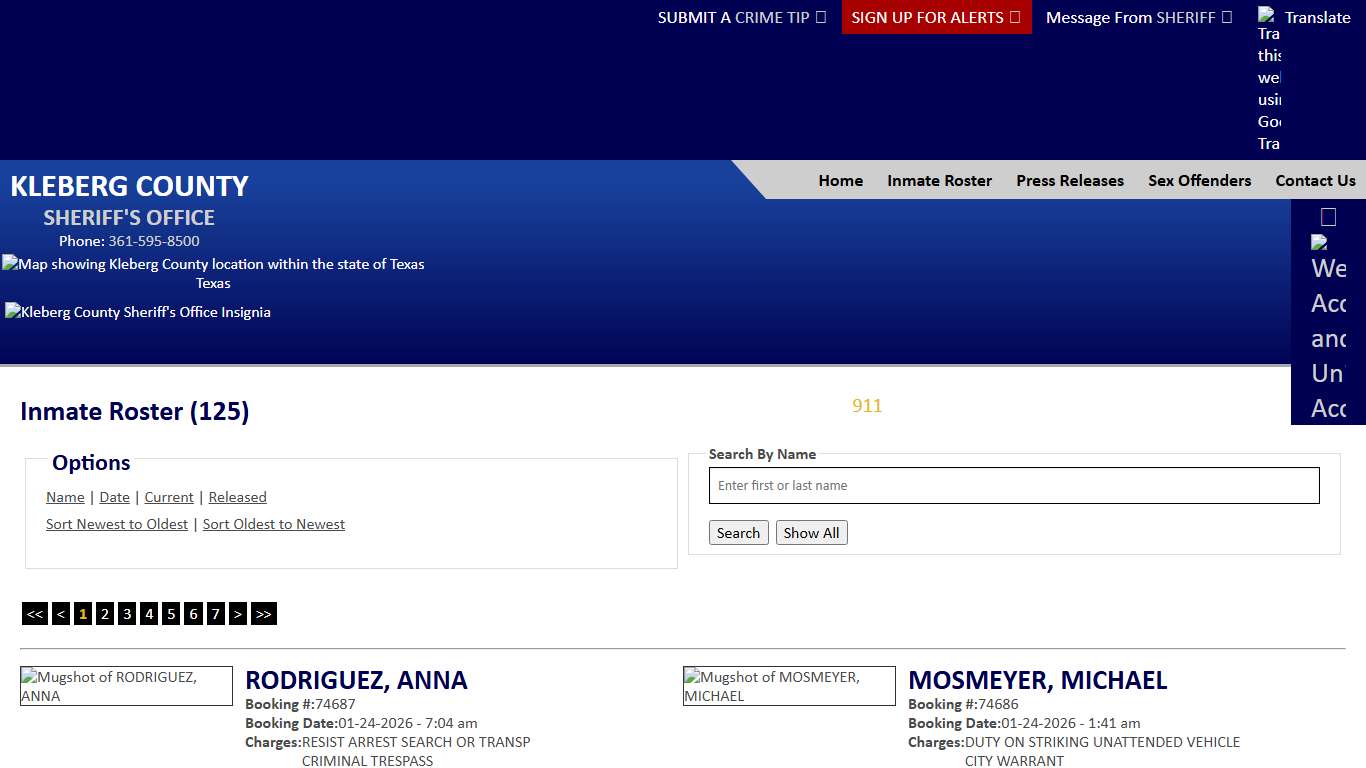 Inmate Roster - Current Inmates Booking Date Descending - Kleberg County Sheriff